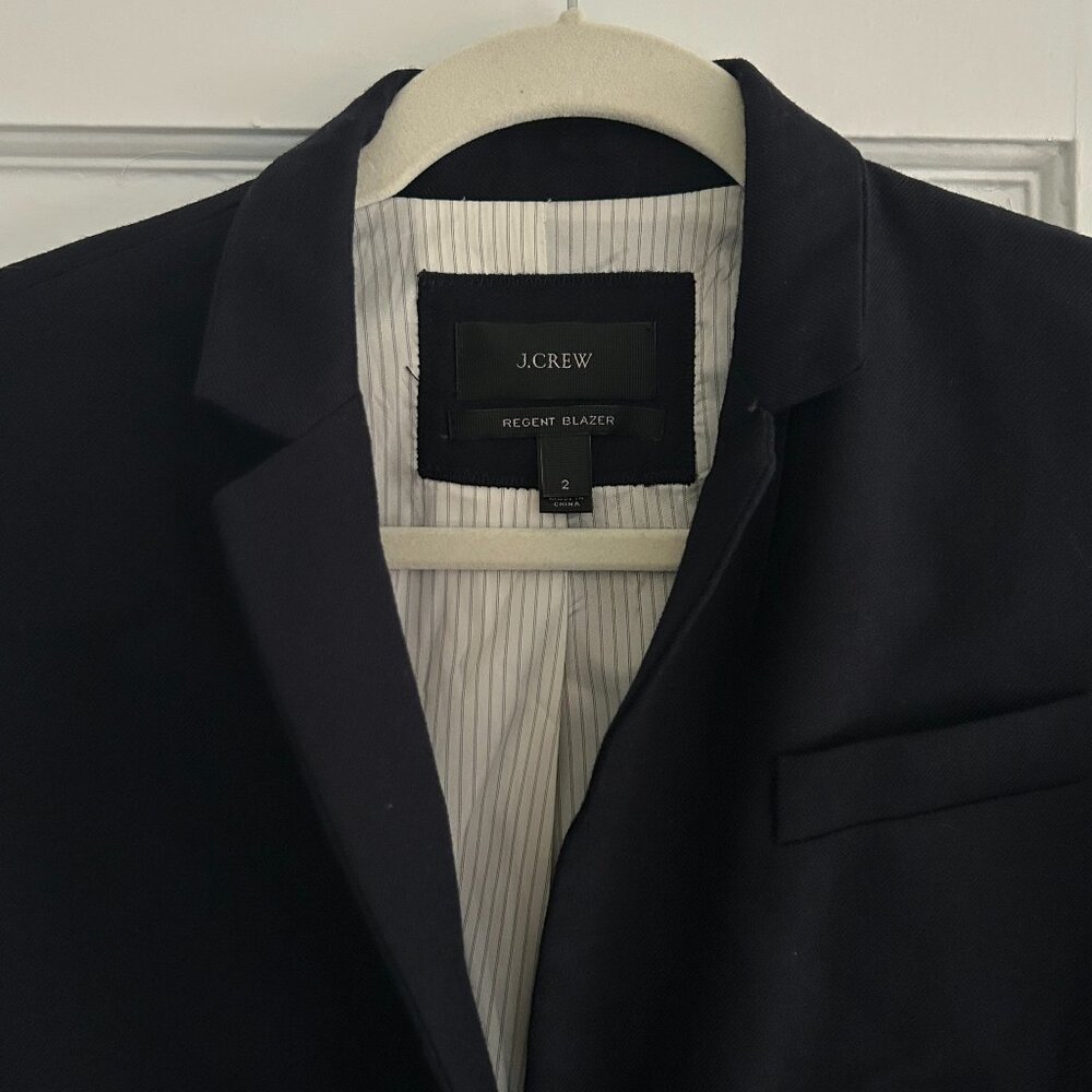 JCrew Navy Regent Blazer in Wool Flannel Size 2